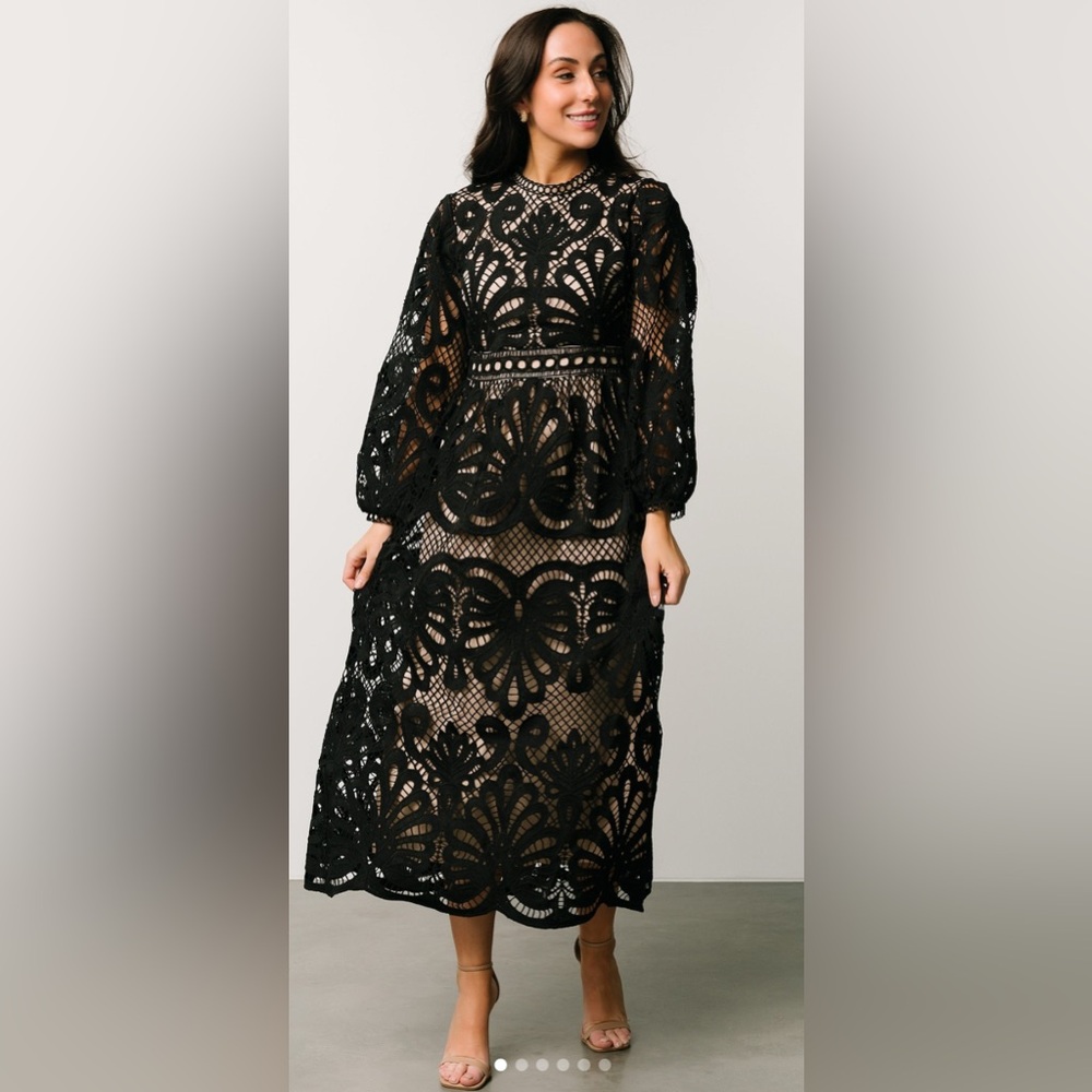 #757 NWT Bohme Black Eldora Lace Midi Dress XS - Picture 2 of 7